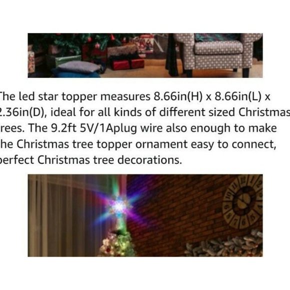 Christmas Tree Topper Lighted Snowflake Tree Topper with Colorful Changing LED - Picture 4 of 5